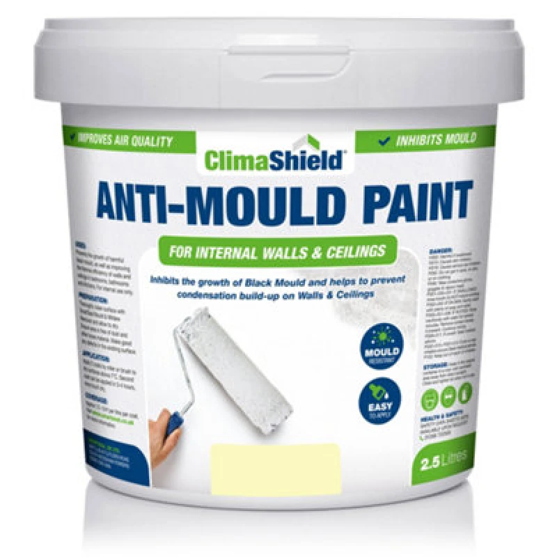 Image of Smartseal Anti Mould Paint - Devon Cream (2.5L) For Bathroom, Kitchen And Bedroom Walls & Ceilings, Yellow 5.061E+12