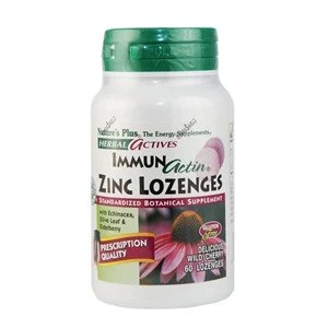 Image of Natures Plus Herbal Actives ImmunActin Zinc Lozenges 60 Lozenges
