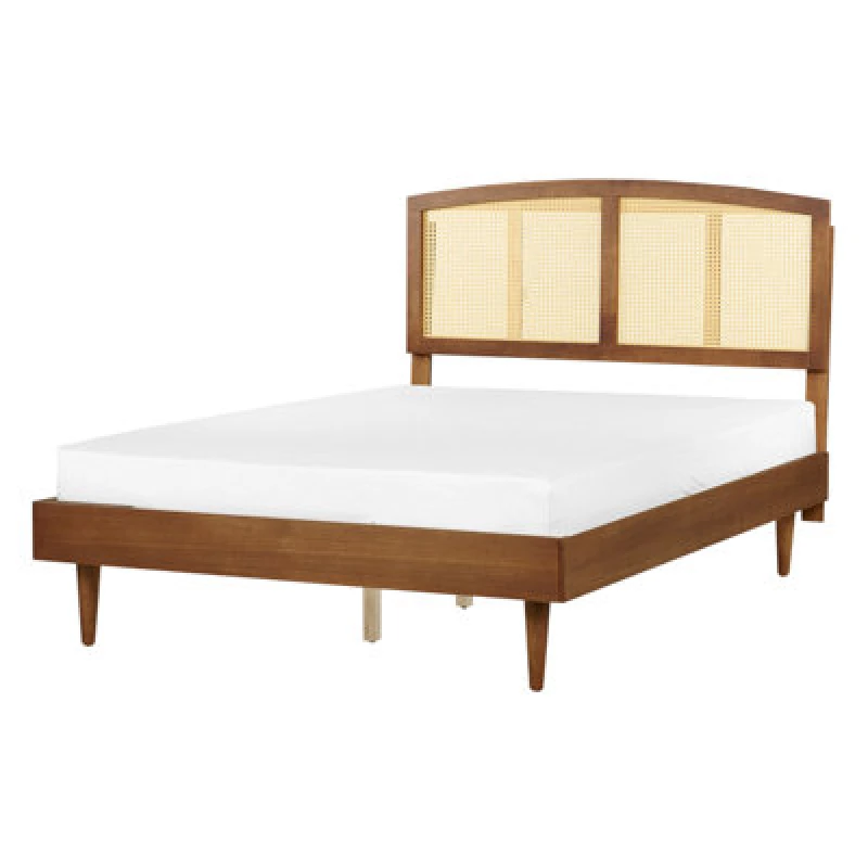 Image of Beliani Bed Rattan Varzy 140 X 200 Cm (Eu Double) Brown