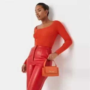 Image of Missguided Neck Long Sleeve Bodysuit - Red