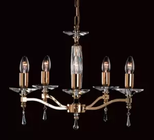 Image of Toulon Optic Glass/strass Gold 5 Arm Chandelier