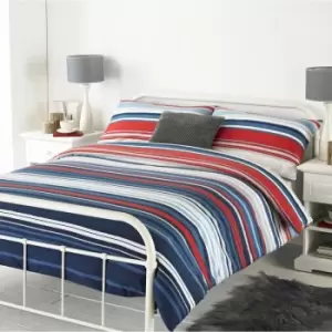 Image of Riva Home Lymington Duvet Set (Super King) (Blue/Red) - Blue/Red