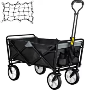 Image of VEVOR Folding Wagon Cart, 176 lbs Load, Outdoor Utility Collapsible Wagon w/ Adjustable Handle & Universal Wheels, Portable for Camping, Grocery, Beac