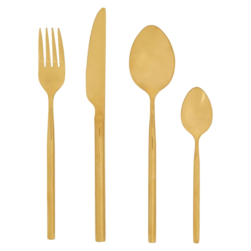 Image of Premier Housewares Modern Retro 16 PC Gold Finish Cutlery Set Gold