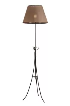 Image of Lorenzo Floor Lamp With Fabric Shade Brown, 1x E27