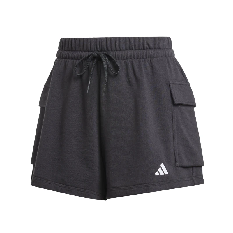 Image of adidas Essentials Small Logo French Terry Cargo Shorts Womens Black/White female XS (4-6)