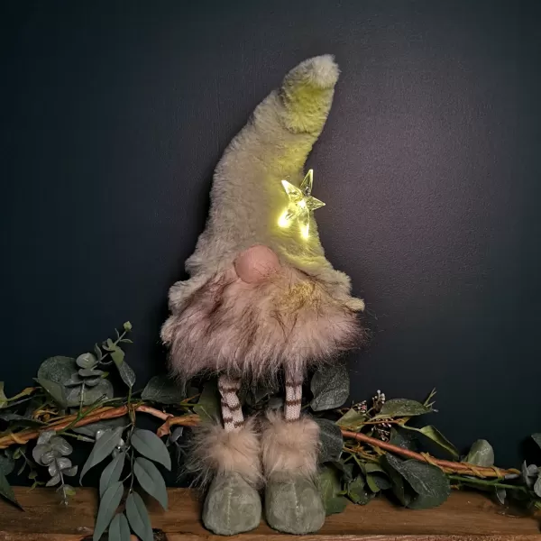Image of 47cm Battery Operated LED Standing Christmas Gonk Decoration Green Hat