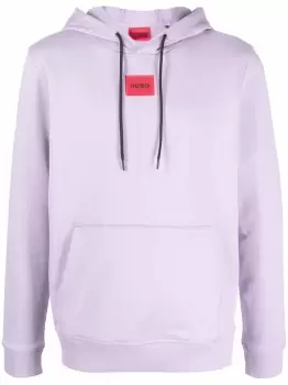 Image of HUGO Logo Patch Hoodie Purple