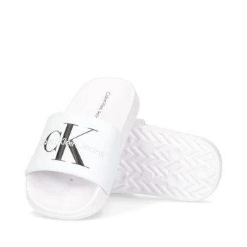 Image of Calvin Klein Jeans Junior Monogram Slides - White