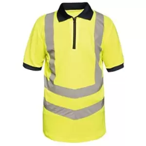 Image of Regatta Mens Hi Vis Pro Reflective Work Polo Shirt (M) (Yellow/Navy) - Yellow/Navy