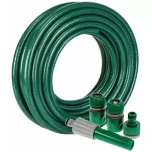 Image of Kingfisher - Heavy Duty 15m Meter Garden Water Hose Pipe with Spay Gun Nozzle Connector Set