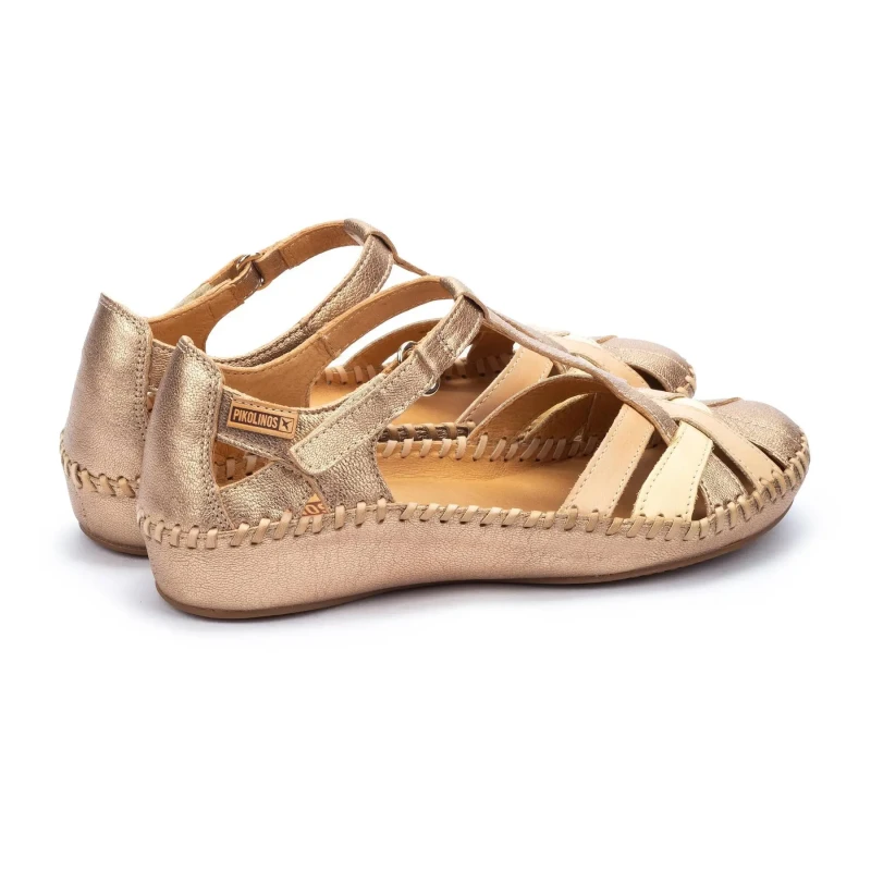 Image of Pikolinos P. Vallarta 655-0732CLC2 Leather Womens Hook and loop Sandals - Champagne - Size:UK 7-7.5