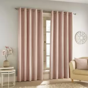 Image of Enhanced Living Savoy Chenille Textured Blackout Eyelet Curtains, Blush, 66 x 54 Inch