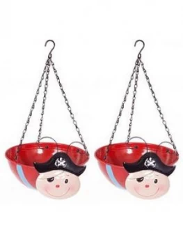 Image of Pair Of Wobblehead Pirate Hanging Baskets
