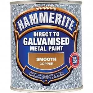 Image of Hammerite Direct to Galvanised Metal Paint Copper 750ml