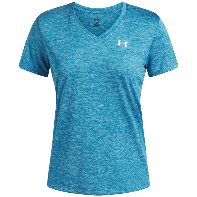 Image of Under Armour Tech Twist V-Neck Short Sleeve Womens - Blue Blue 14
