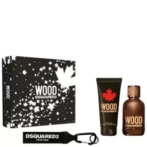 Image of Dsquared2 Wood Pour Homme Gift Set 100ml Eau de Toilette + 100ml Shower Gel 100ml + Key Ring