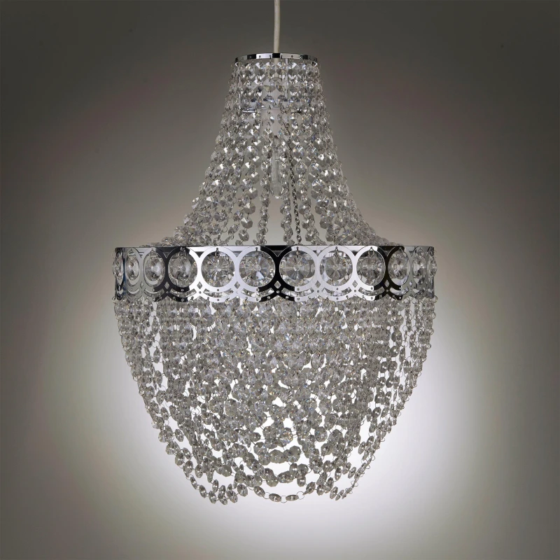 Image of K Living Hayle Chrome and Clear Acrylic Beaded Chandelier Chrome unisex One Size