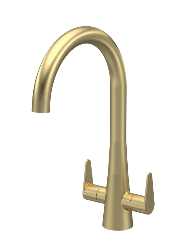 Image of Balterley Kitchen Mono Mixer Tap with 2 Lever Handles Brushed Brass 398mm Bronze