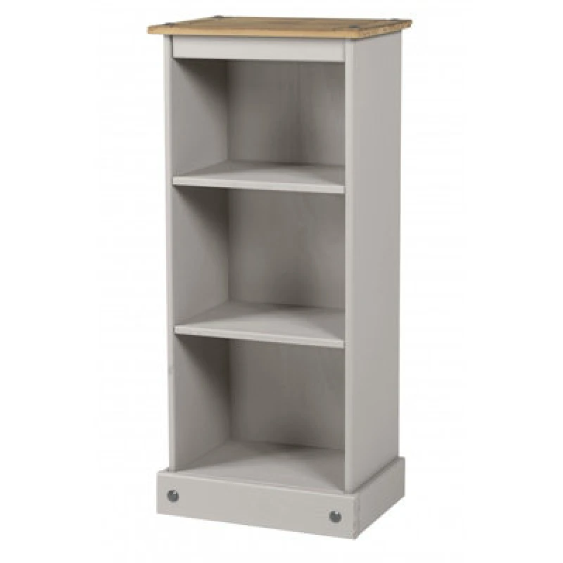 Image of MERCERS FURNITURE Corona Grey Wax Low Narrow Bookcase 5060335868572