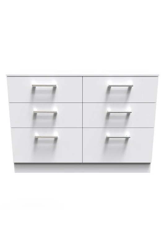 Image of Cornwall 6 Drawer Midi Chest Of Drawers In White Matt (Ready Assembled)