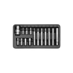 Image of professional hex screwdriver bit set 15 pcs. in solid metal case (YT 0413) - Yato