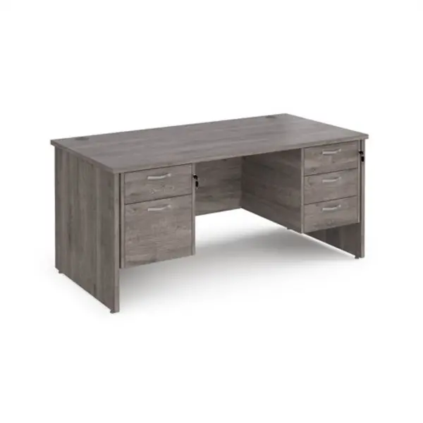 Image of Maestro 25 Maestro 25 straight desk 1600mm x 800mm with 2 and 3 drawer pedestals - grey oak top with panel end leg MP16P23GO