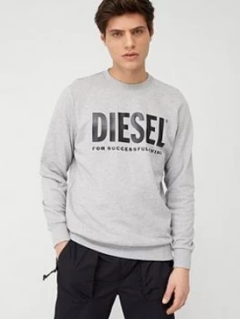 Image of Diesel Large Logo Crew Neck Sweatshirt - Grey