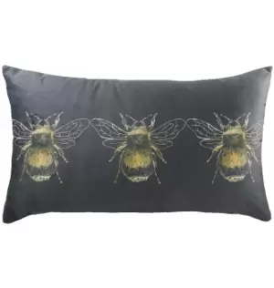 Image of 'Gold Bee' Rectangular Velvet Cushion