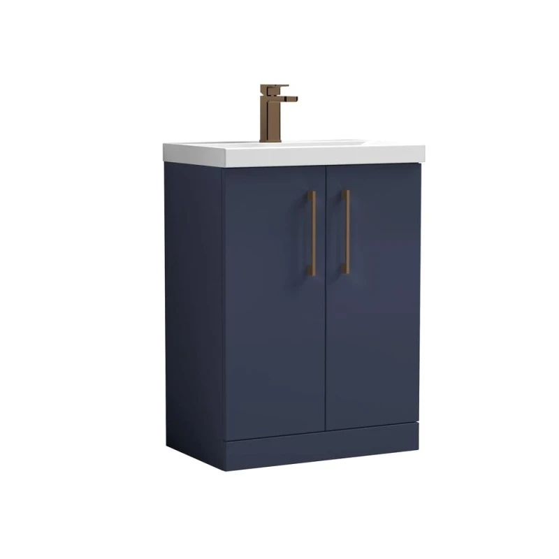 Image of BALTERLEY Balterley Level Contemporary Bathroom Floor Standing 2-Door Vanity Unit & Basin, Midnight Blue, 600mm BALARN2903AH1516