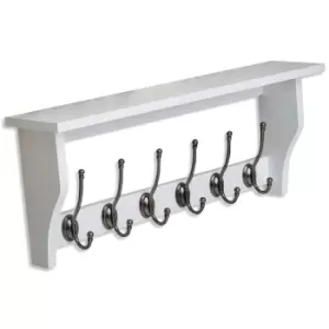 Image of Lewiston 6 Coat Hooks with Shelf - White