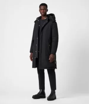 Image of AllSaints Mens Elm Parka Coat, Black, Size: S