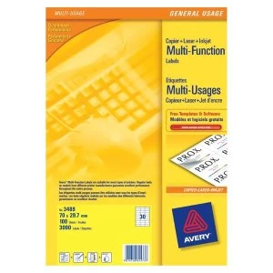 Image of Avery 70x30mm Copier Labels White - 30 Per Sheet 3000 Labels