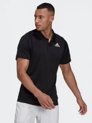 Image of adidas Tennis Freelift Polo Shirt, Black/White, Size L, Men