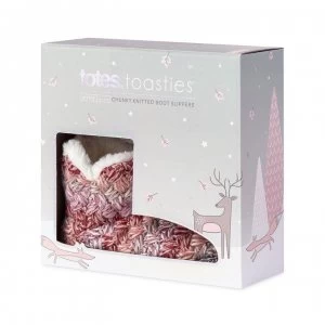 Image of Totes Totes Chunky Knit Boot Ld - Pink