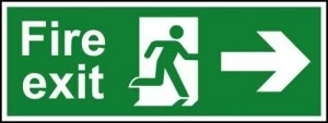 Image of Fire Exit Arrow Right Sign, S/A Vinyl