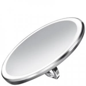 Image of simplehuman Sensor Mirrors 3 x Magnification 10cm Sensor Mirror Compact: Round, Brushed Stainless Steel, Rechargeable with Pouch