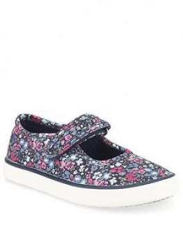 Image of Start-rite Girls Blossom Canvas Plimsoll, Navy Floral, Size 11 Younger