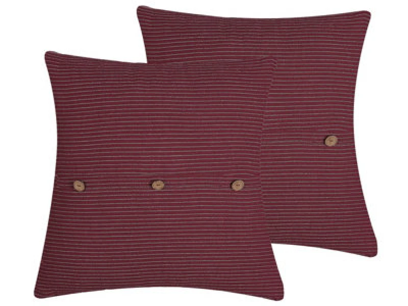 Image of Beliani Set Of 2 Decorative Cushions Campanula 43 X 43cm Red Solid