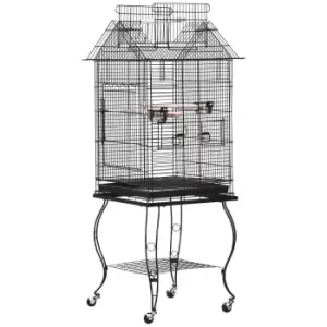 Image of PawHut Large Metal Bird Cage Aviary w/ Stand and Wheels - Black