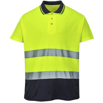 Image of Portwest S174YNRS - sz S Two Tone Cotton Comfort Polo - Yellow/Navy