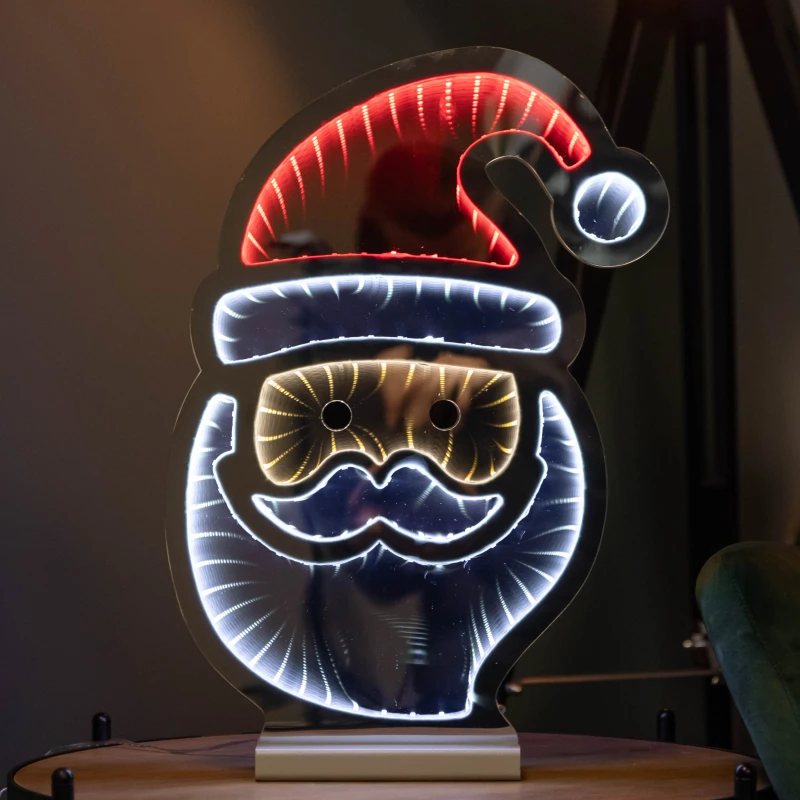 Image of 40cm Light up Santa's Face Infinity Christmas Decoration with Red and White LEDs