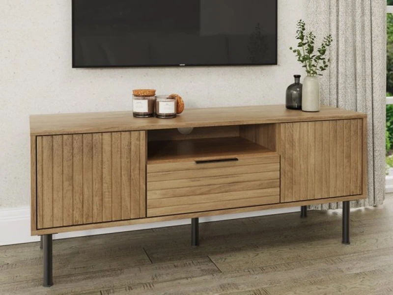 Image of GFW Nervata Oak 2 Door 1 Drawer TV Cabinet