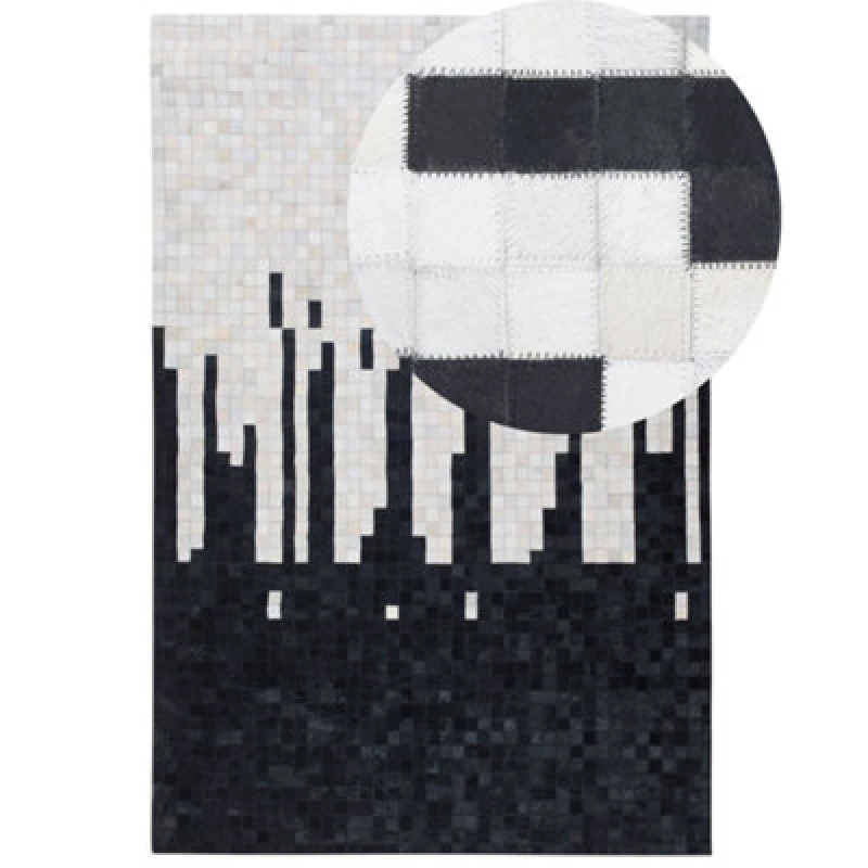 Image of Beliani Rug Bolu Black 160 X 230 Cm Leather