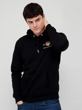 Image of Gant Archival Shield Logo Overhead Hoodie - Black Size M Men