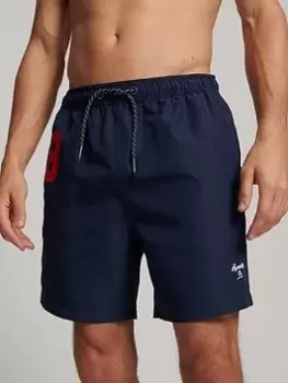 Image of Superdry Vintage Polo Swimshorts - Navy, Size L, Men