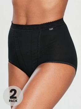 Image of Sloggi 2 Pack Control Maxi Brief, Black, Size 14, Women