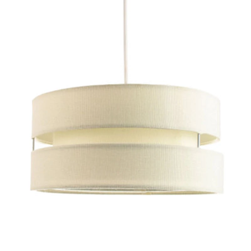 Image of Happy Homewares Contemporary Quality Cream Linen Fabric Triple Tier Ceiling Pendant Light Shade