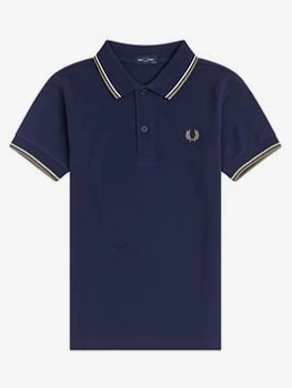 Image of Fred Perry Boys Twin Tipped Short Sleeve Polo - Carbon Blue, Carbon Blue, Size 4-5 Years