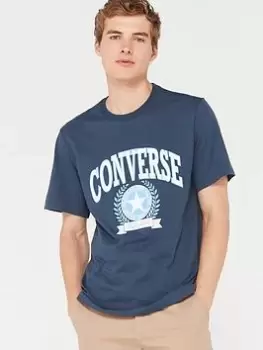 Image of Converse Chuck Retro Collegiate Ss T-Shirt, Navy, Size S, Men